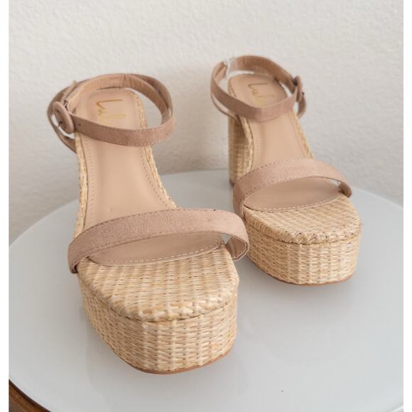 Lulus Raffia Platform Strappy Sandals Size 10 - Picture 2 of 7